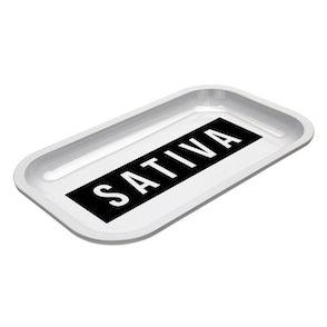 Med Dope Trays x Sativa – White background Black logo - Reefer Madness