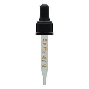 60ml Amber glass tincture dropping bottle with graduation - BLACK CAP ONLY - Reefer Madness