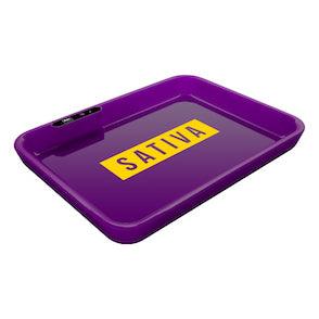 Dope Trays x Sativa - purple background yellow logo - Reefer Madness