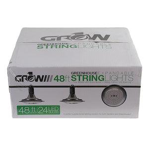 48' Greenhouse Expandable String Lights 14AWG w/ 12W LED 6500K Grow LED Bulbs (24 bulbs) - Reefer Madness
